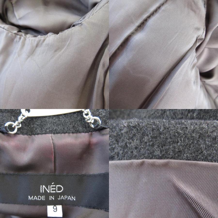 INED（イネド） カシミヤ ロングコート サイズ9 グレー レディース 