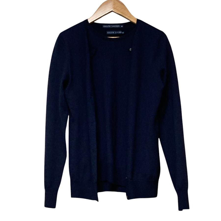 【ポロラルフローレン】美品 カーディガン カシミヤ混 ネイビー S レディース 美品 RALPH LAUREN ラルフローレン カシミヤシルク ニット