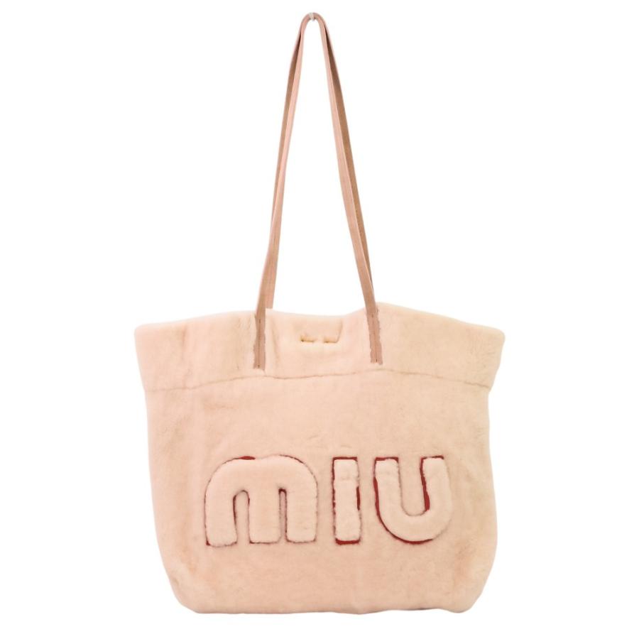 miu miu（ミュウミュウ） シープファー ムートン トートバッグ ピンク