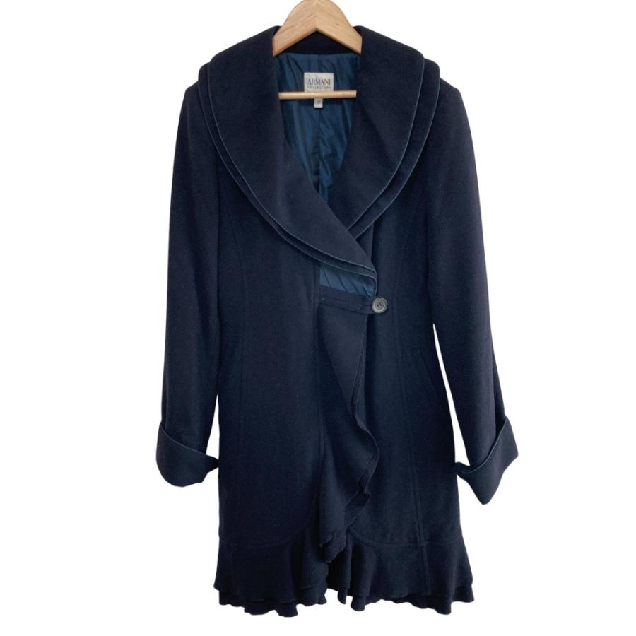 ARMANI COLLEZIONI アルマーニコレッツィオーニ ウールカシミヤ ダブルカラー 女優コート サイズ38 ネイビー レディース 古着 中古 USED ARMANI COLLEZIONI アルマーニコレッツィオーニ ウールカシミヤ ダブル
