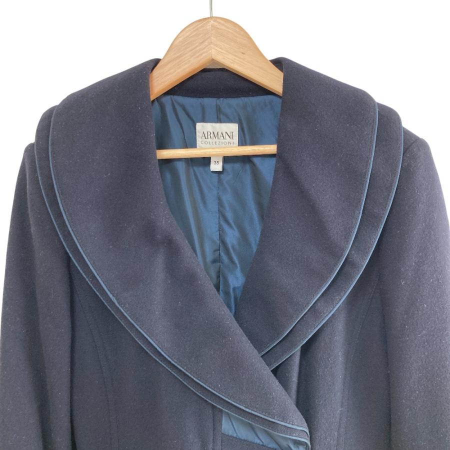 ARMANI COLLEZIONI アルマーニコレッツィオーニ ウールカシミヤ ダブルカラー 女優コート サイズ38 ネイビー レディース 古着 中古 USED ARMANI COLLEZIONI アルマーニコレッツィオーニ ウールカシミヤ ダブル