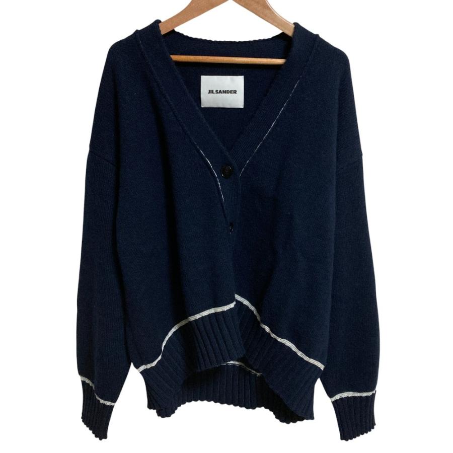 美品 JIL SANDER ジルサンダー アルパカブレンド ニットカーディガン サイズ34 ネイビー レディース 古着 中古 USED JIL SANDER（ジルサンダー） 美品 アルパカブレンド ニット