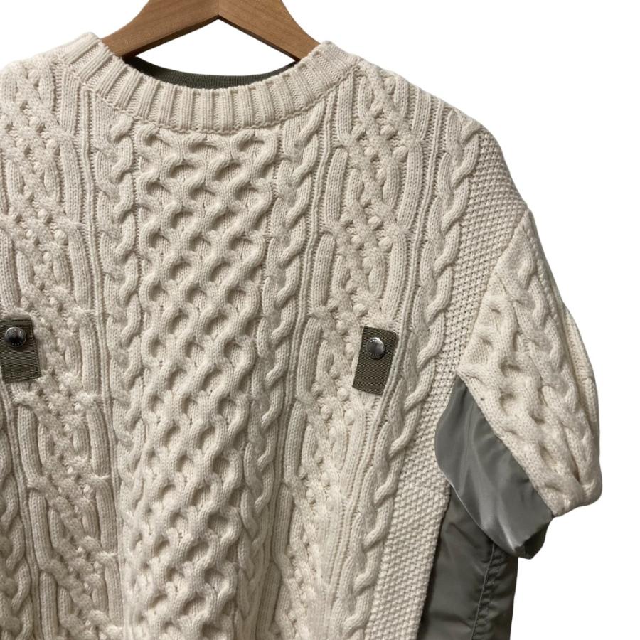 sacai フーデッド ケーブル ニット ベスト / サカイ ミックス フリル sacai（サカイ） 美品 Nylon Twill Mix Knit Pullover ナイロンツイル
