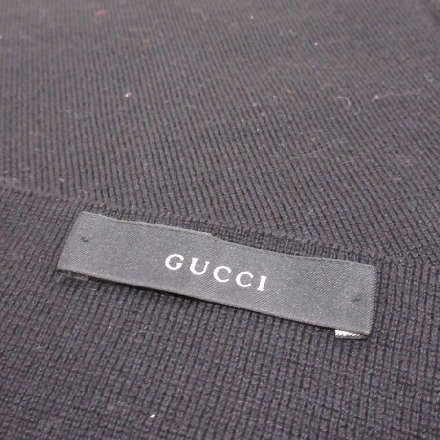 美品 GUCCI グッチ ストライプ ウールマフラー リバーシブル ブラック ブルー レディース 古着 中古 USED 美品 GUCCI グッチ ストライプ ウールマフラー リバーシブル ブラック