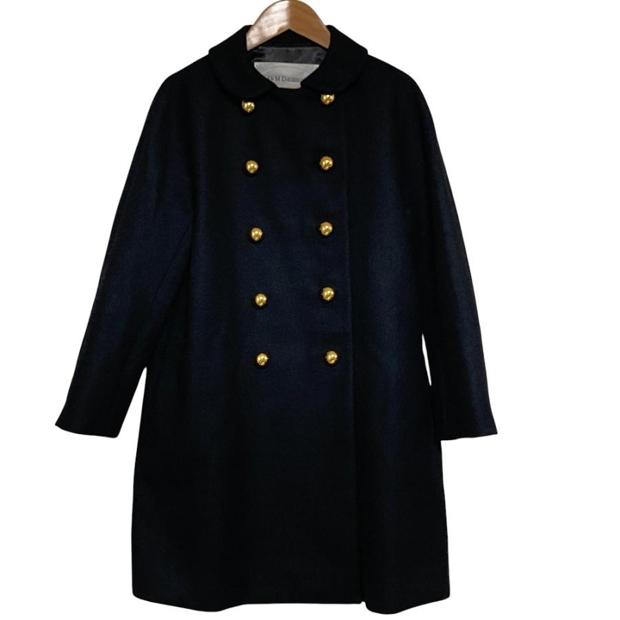 J&M Davidson ダブルブレスト ウールコート ブラック J&M Davidson（J＆Mデヴィッドソン） 美品 ジェイアンドエムデヴィッド