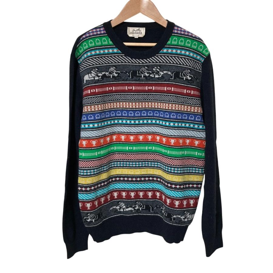 HERMES（エルメス） 美品 カシミヤブレンド 乗馬ボーダー柄 ニット