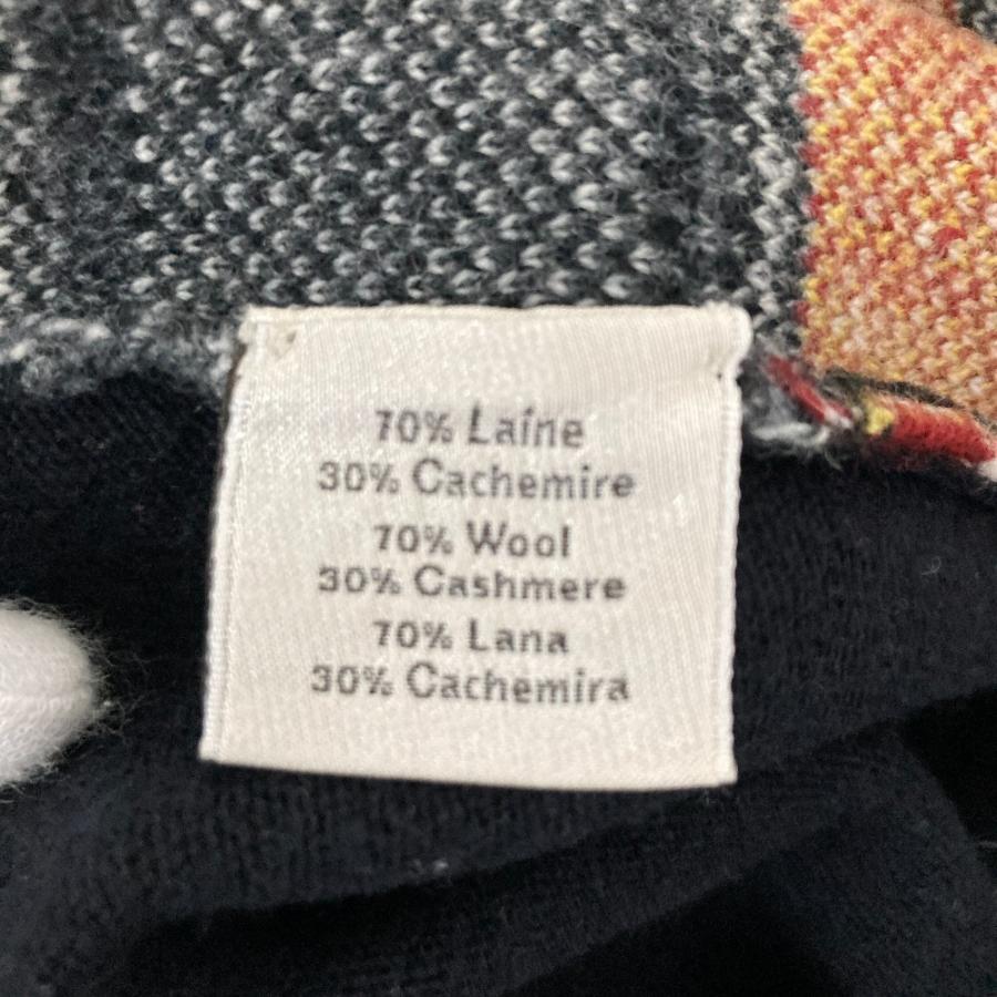 美品 HERMES エルメス カシミヤブレンド 乗馬ボーダー柄 ニットセーター Mサイズ ブラック メンズ 古着 中古 USED HERMES（エルメス） 美品 カシミヤブレンド 乗馬ボーダー柄 ニット
