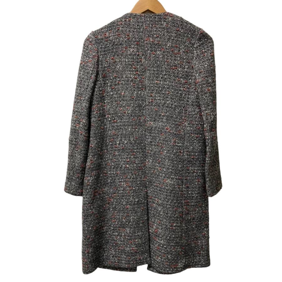 レディース Theory ツイード ノーカラー コート ロングCREWNECK COAT