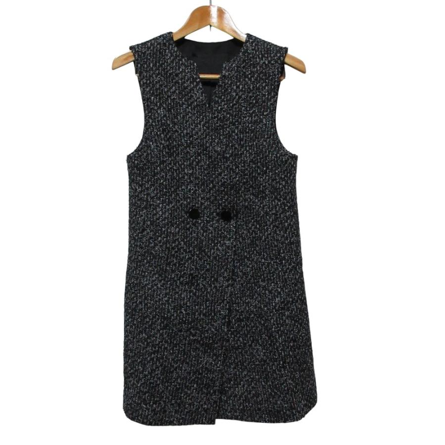 美品 25AW ANAYI アナイ ラメファンシー ツイードジレベスト ワンピース 38 ブラック グレー レディース 古着 中古 USED ANAYI（アナイ） 美品 25AW ANAYI ラメファンシー ツイードジレベスト