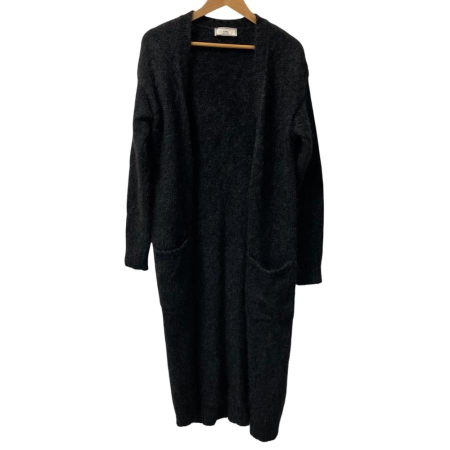 美品 Ami Paris アミパリス モヘヤブレンド ロングニットカーディガン ブラック レディース 古着 中古 USED 美品 Ami Paris アミパリス モヘヤブレンド ロングニットカーディガン