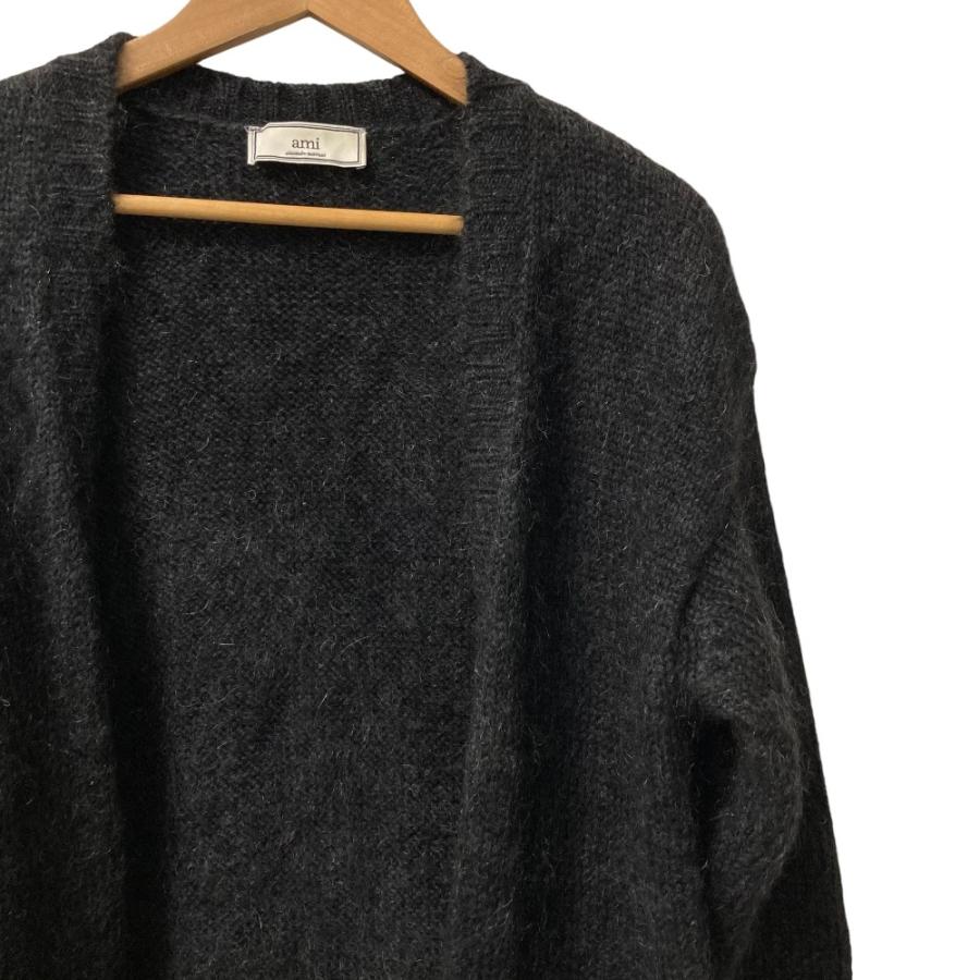 美品 Ami Paris アミパリス モヘヤブレンド ロングニットカーディガン ブラック レディース 古着 中古 USED 美品 Ami Paris アミパリス モヘヤブレンド ロングニットカーディガン