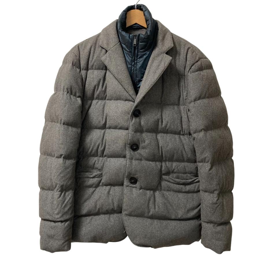 美品 EMPORIO ARMANI エンポリオアルマーニ レイヤードダウンジャケット サイズ48 グレー×ダークグリーン メンズ 古着 中古 USED EMPORIO ARMANI 美品 エンポリオアルマーニ レイヤードダウン