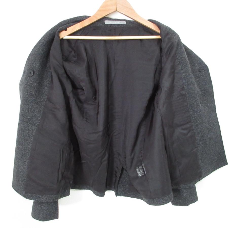 美品 Theory luxe 長袖ノーカラージャケット 32 ダークグレー セオリー 