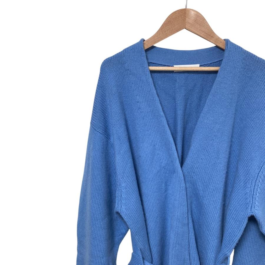 良品 ebure エブール カシミヤブレンド ベルト付き ロングカーディガン ブルー  レディース 古着 中古 USED ebure 良品 エブール カシミヤブレンド ベルト付き ロングカーディガン