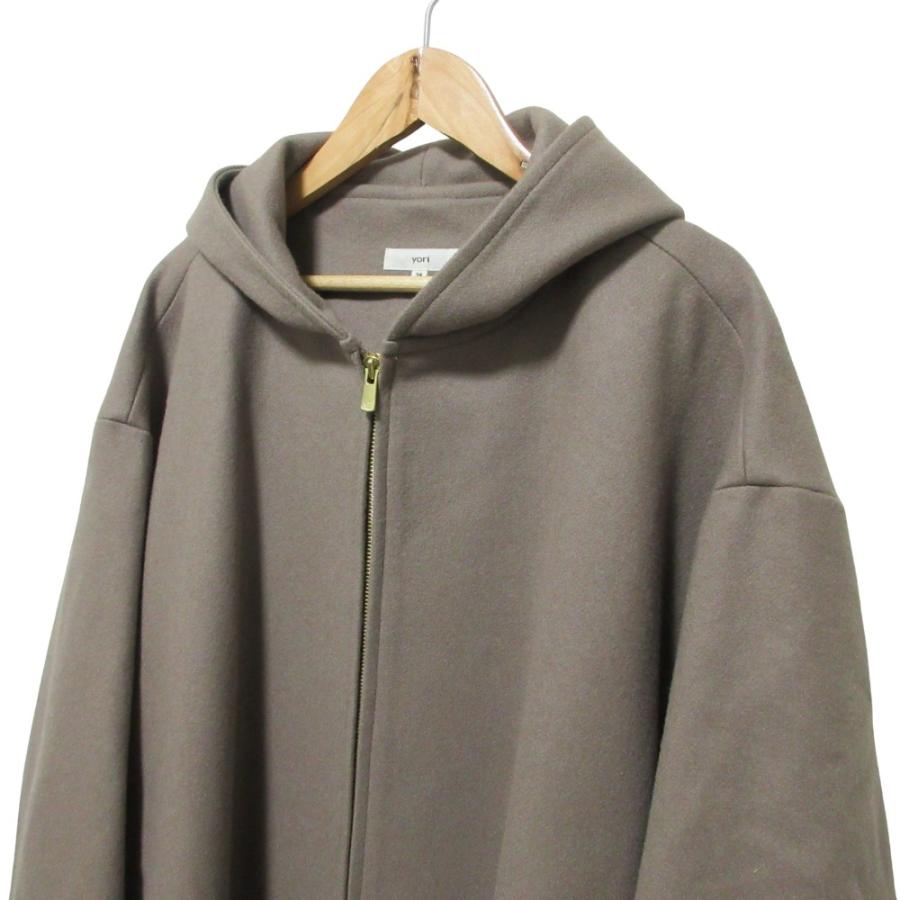 Yori 美品 ヨリ Aラインフードコート YR2025-089AW 36 グレージュ 