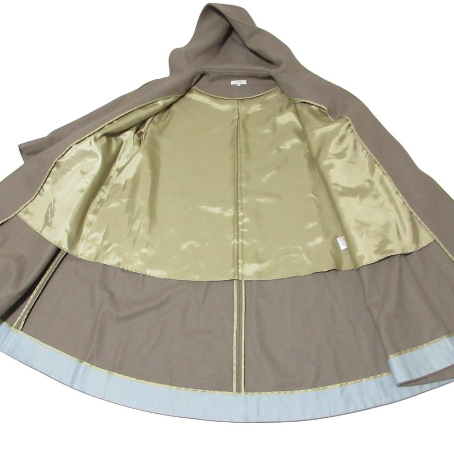 Yori 美品 ヨリ Aラインフードコート YR2025-089AW 36 グレージュ 