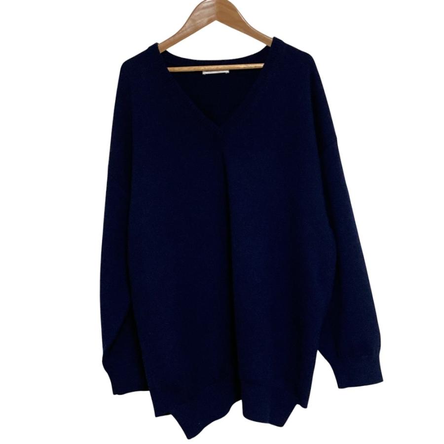 美品 BALENCIAGA バレンシアガ Vネック バックロゴ カシミヤ ニット セーター 583135 サイズXS ネイビー メンズ 古着 中古 USED BALENCIAGA（バレンシアガ） 美品 Vネック バックロゴ カシミヤ ニット