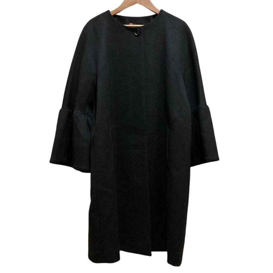 【最高級】S MAX MARA マックスマーラ ウール ベルト リバー コート Max Mara Studio（マックスマーラステュディオ） 美品 ノーカラー ベル