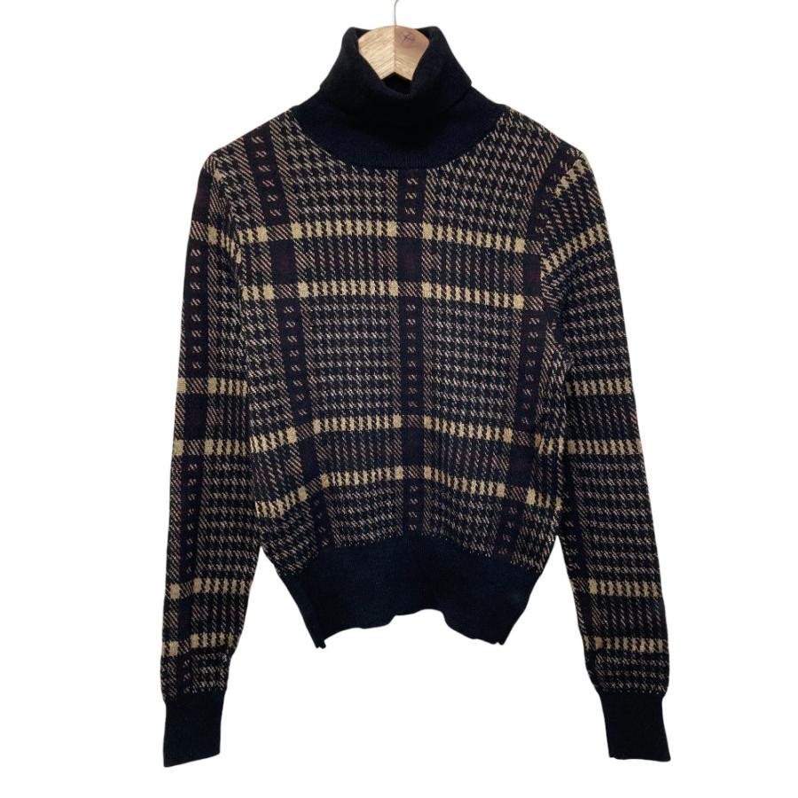 美品 DRIES VAN NOTEN ドリスヴァンノッテン チェック タートル ニットセーター XS ブラック レディース 古着 中古 USED DRIES VAN NOTEN（ドリス ヴァン ノッテン） 美品 チェック タートル