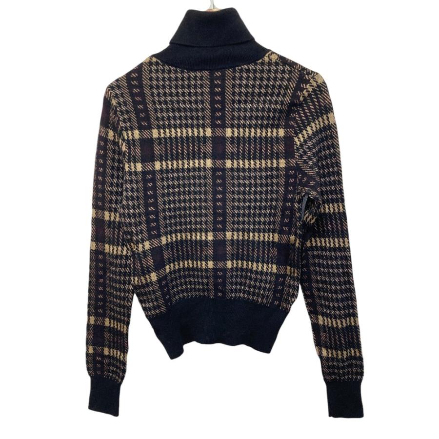 美品 DRIES VAN NOTEN ドリスヴァンノッテン チェック タートル ニットセーター XS ブラック レディース 古着 中古 USED DRIES VAN NOTEN（ドリス ヴァン ノッテン） 美品 チェック タートル