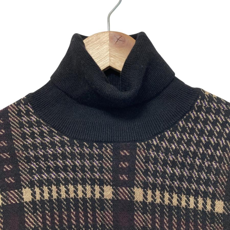 美品 DRIES VAN NOTEN ドリスヴァンノッテン チェック柄 タートルネック ニット セーター XS ブラック×ベージュ レディース 古着 中古 USED DRIES VAN NOTEN（ドリス ヴァン ノッテン） 美品 チェック タートル
