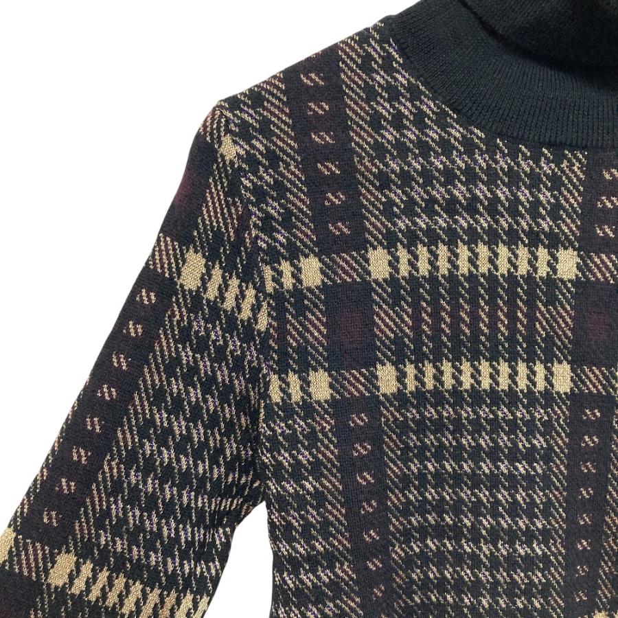 美品 DRIES VAN NOTEN ドリスヴァンノッテン チェック タートル ニットセーター XS ブラック レディース 古着 中古 USED DRIES VAN NOTEN（ドリス ヴァン ノッテン） 美品 チェック タートル