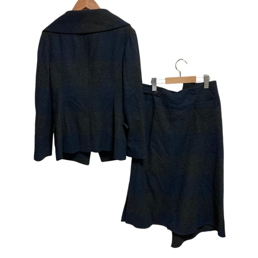 ヨウジヤマモト 美品18AW ウールコットン チェック 変形スカート 1 Yohji Yamamoto（ヨウジヤマモト） 良品 チェックウール ジャケット