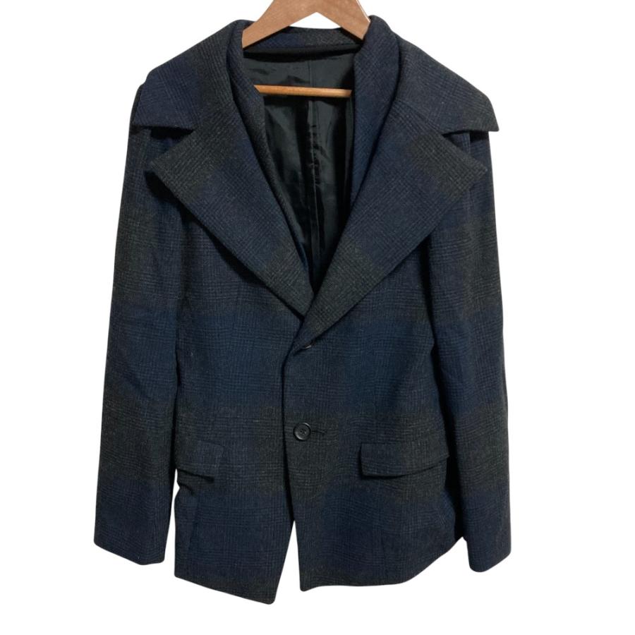 ヨウジヤマモト 美品18AW ウールコットン チェック 変形スカート 1 Yohji Yamamoto（ヨウジヤマモト） 良品 チェックウール ジャケット