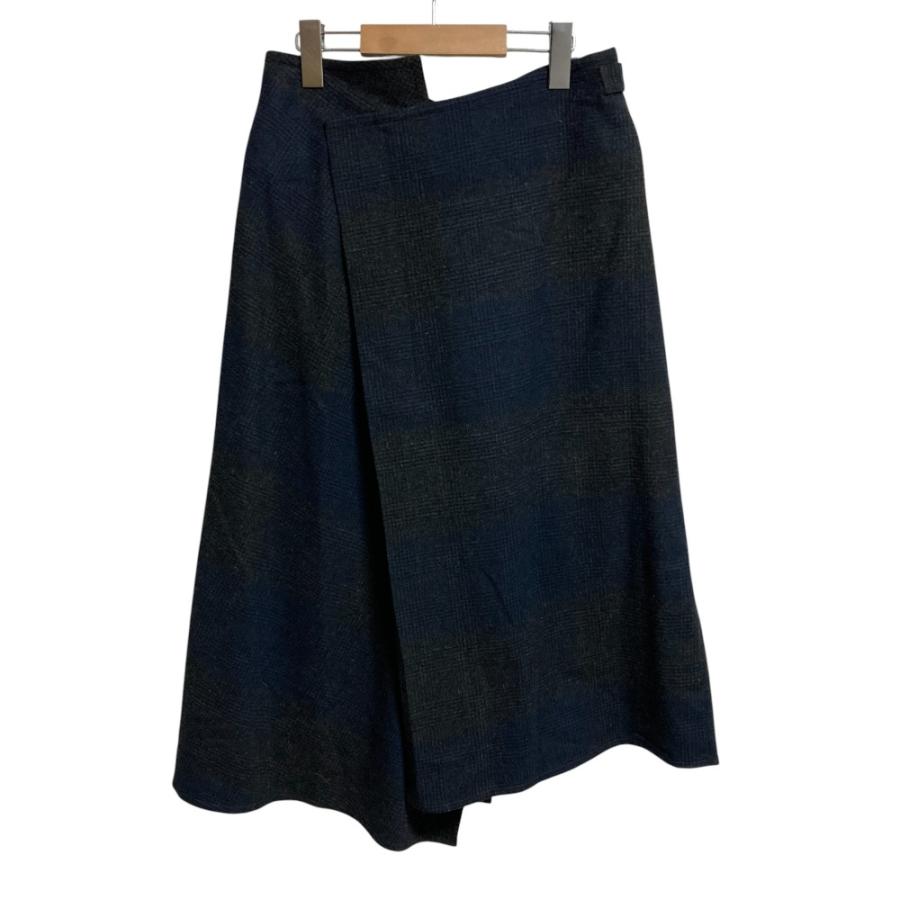 ヨウジヤマモト 美品18AW ウールコットン チェック 変形スカート 1 Yohji Yamamoto（ヨウジヤマモト） 良品 チェックウール ジャケット