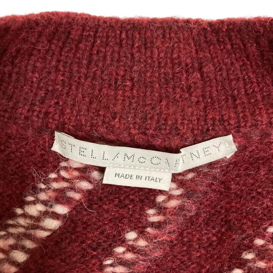 美品 STELLA McCARTNEY ステラマッカートニー Ｖネック ストライプ アルパカニットベスト 6K0199 サイズ38 バーガンディ レディース 古着 中古 USED Stella McCartney（ステラ・マッカートニー） 美品 Vネック
