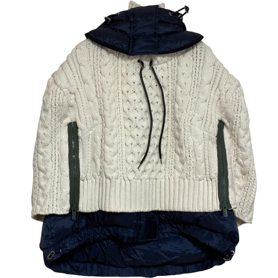 sacai（サカイ） 未使用 ケーブルニットドッキング ダウンポンチョ 