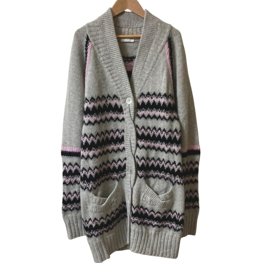良品 Chloe クロエ フェアアイル アンゴラ カシミヤブレンド ニットカーディガン XSサイズ グレー レディース 古着 中古 USED Chloe（クロエ） 良品 フェアアイル アンゴラ カシミヤブレンド ニット