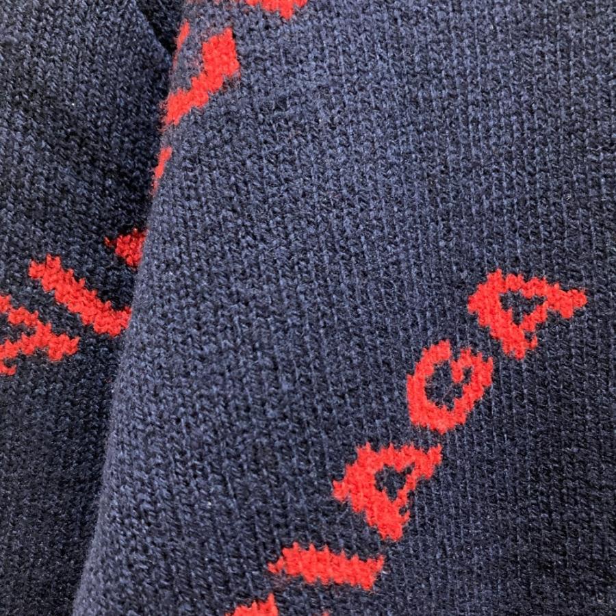 エ*ジ様 【超お勧め！】BALENCIAGA ロゴセーター ネイビー/レッド BALENCIAGA（バレンシアガ） 美品 ロゴジャガード ニットセーター S