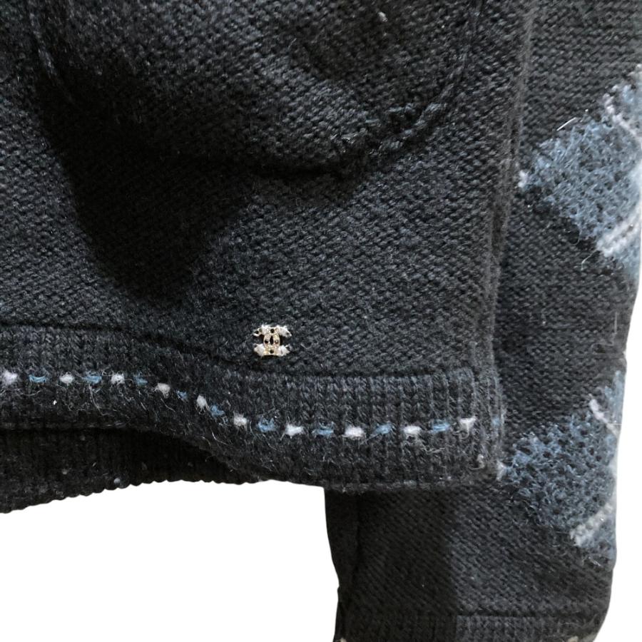美品 02A CHANEL シャネル ココマーク カシミヤブレンド ジップ ニットカーディガン P19799 サイズ38 ブラック レディース 古着 中古の画像
