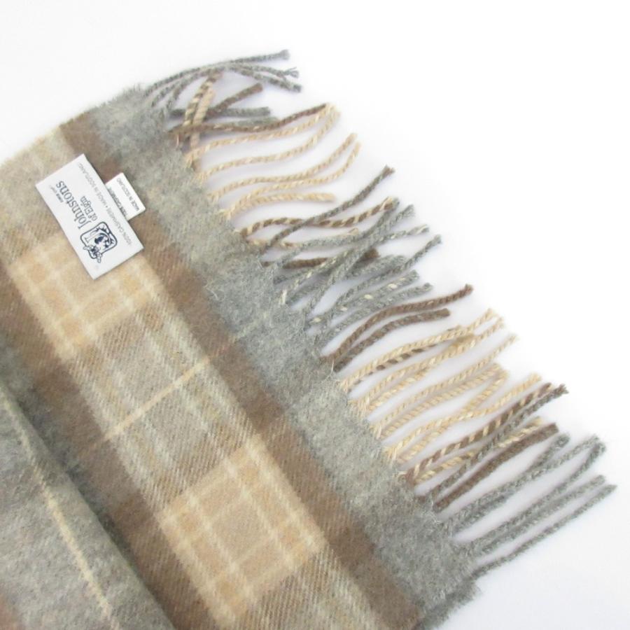 未使用＊ジョンストンズ フリンジマフラー カシミヤ100% チェック Johnstons of Elgin（ジョンストンズ オブ エルガン） 美品 チェック