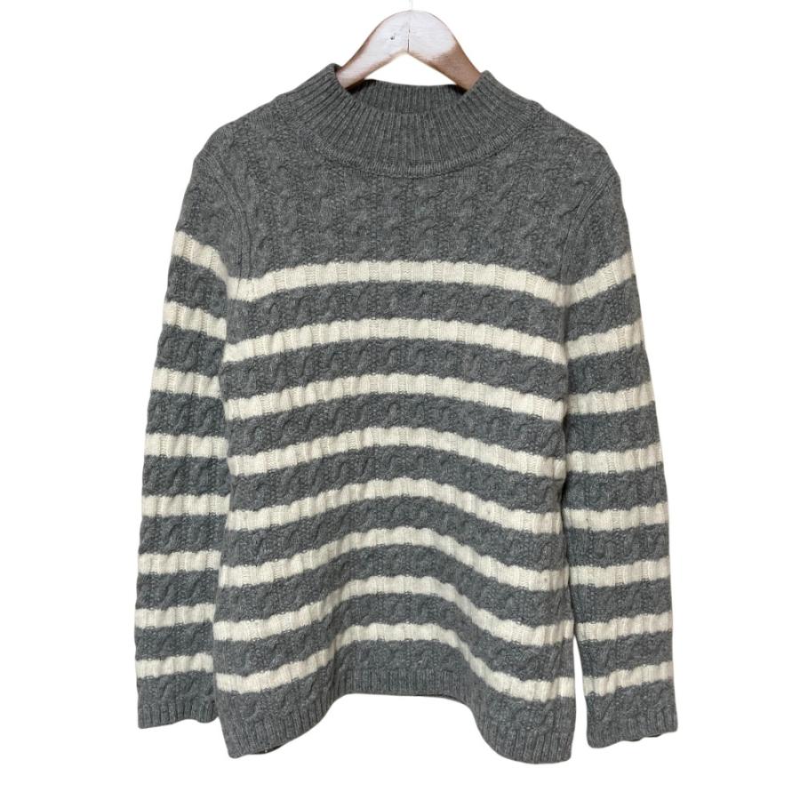 美品 23AW ANAYI アナイ ハイネック ボーダー ウール ニット セーター 38 グレー レディース 古着 中古 USED ANAYI（アナイ） 美品 23AW ANAYI ハイネック ボーダー ウール ニット