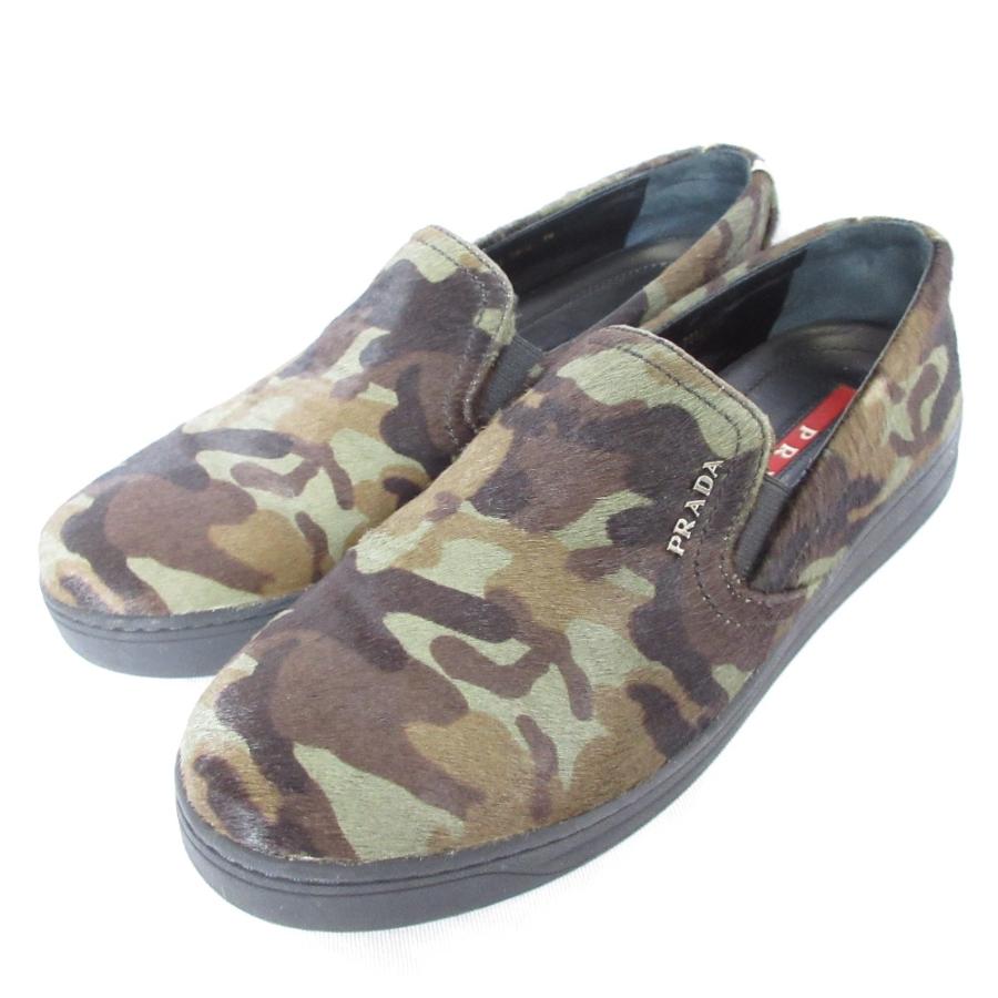 新品同様 PRADA SPORTS プラダスポーツ ハラコ レザー カモフラ 迷彩 