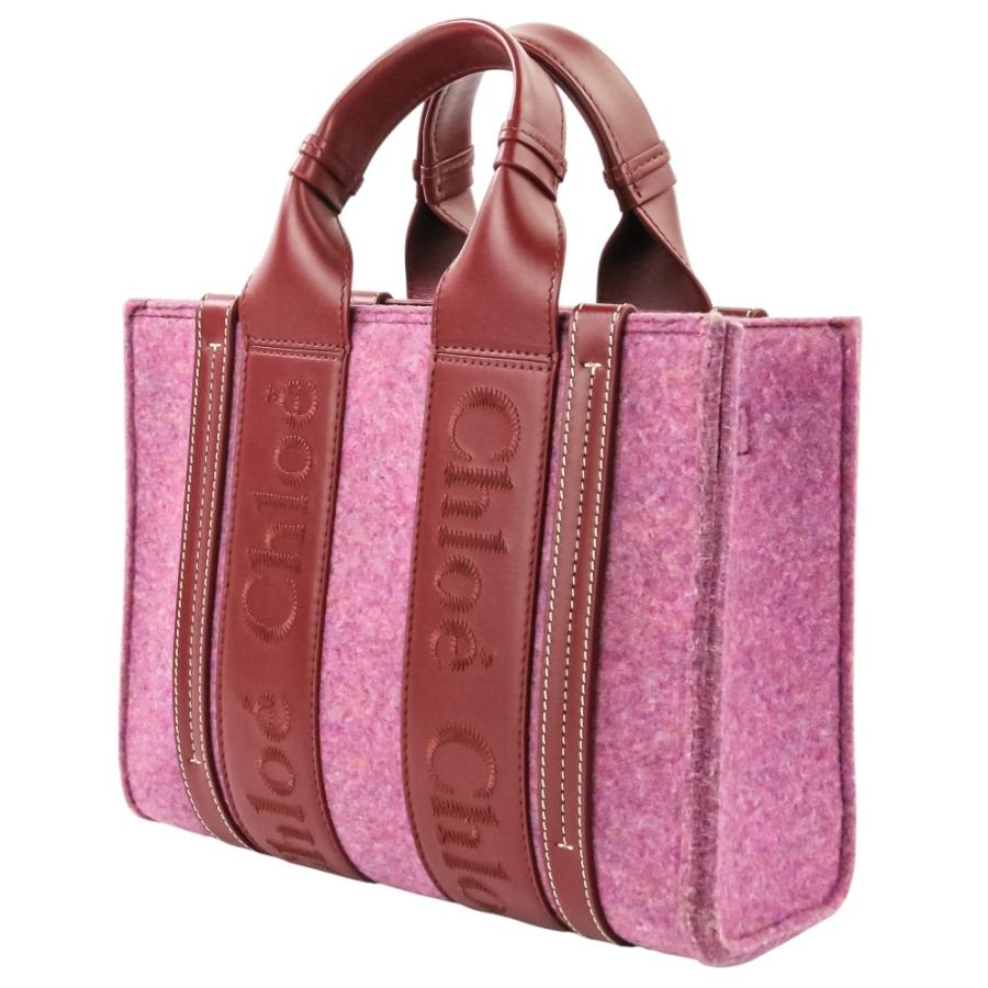 新品同様 Chloe クロエ ウッディスモール フェルト レザーショルダーバッグ 04225765-8 レッド レディース 古着 中古_1