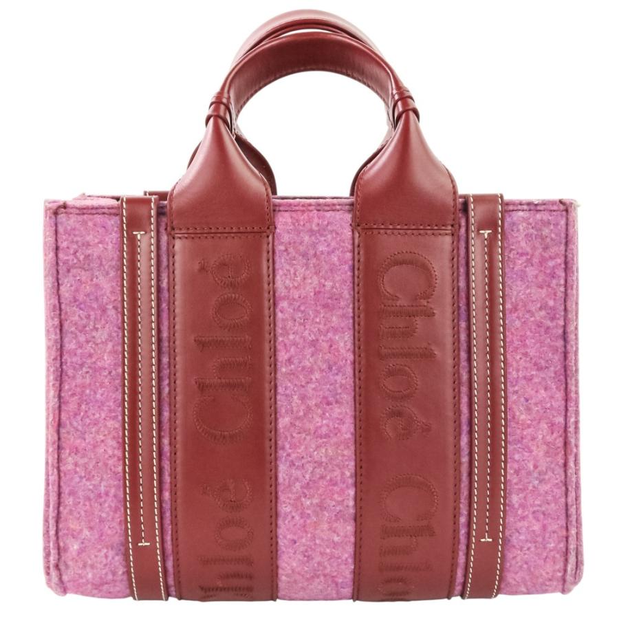 新品同様 Chloe クロエ ウッディスモール フェルト レザーショルダーバッグ 04225765-8 レッド レディース 古着 中古_3