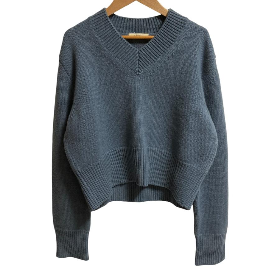 良品 CELINE セリーヌ フィービー期 カシミヤ Vネック チャンキーニット セーター サイズXS ブルー レディース 古着 中古 USED CELINE（セリーヌ） 良品 フィービー期 カシミヤ Vネック チャンキー
