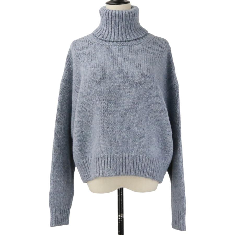 美品 CELINE セリーヌ トリオンフ タートルニット バルキーセーター 2A89S234P ブルー レディース 古着 中古の画像
