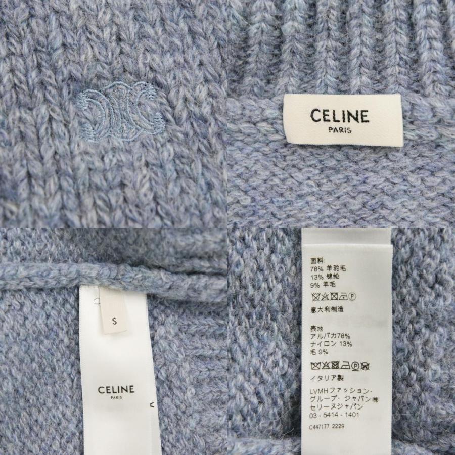 美品 CELINE セリーヌ トリオンフ タートルニット バルキーセーター 2A89S234P ブルー レディース 古着 中古の画像