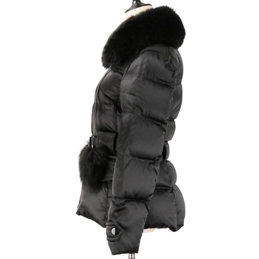【美品】PRADA ブルーフォックスファー ダウンジャケット コート ロゴベルト PRADA（プラダ） 新品同様 ブルーフォックスファー ベルト付きダウン