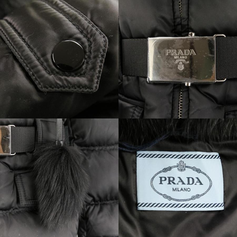 PRADA（プラダ） 新品同様 ブルーフォックスファー ベルト付きダウン