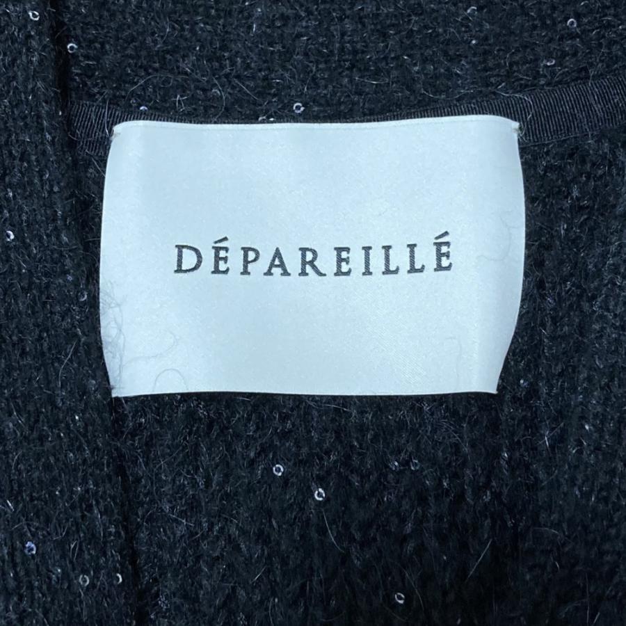 美品 DEPAREILLE デパリエ モヘヤブレンド Vネック スパンコール ニットカーディガン サイズ38 ブラック レディース 古着 中古 USED 美品 DEPAREILLE デパリエ モヘヤブレンド Vネック スパンコール