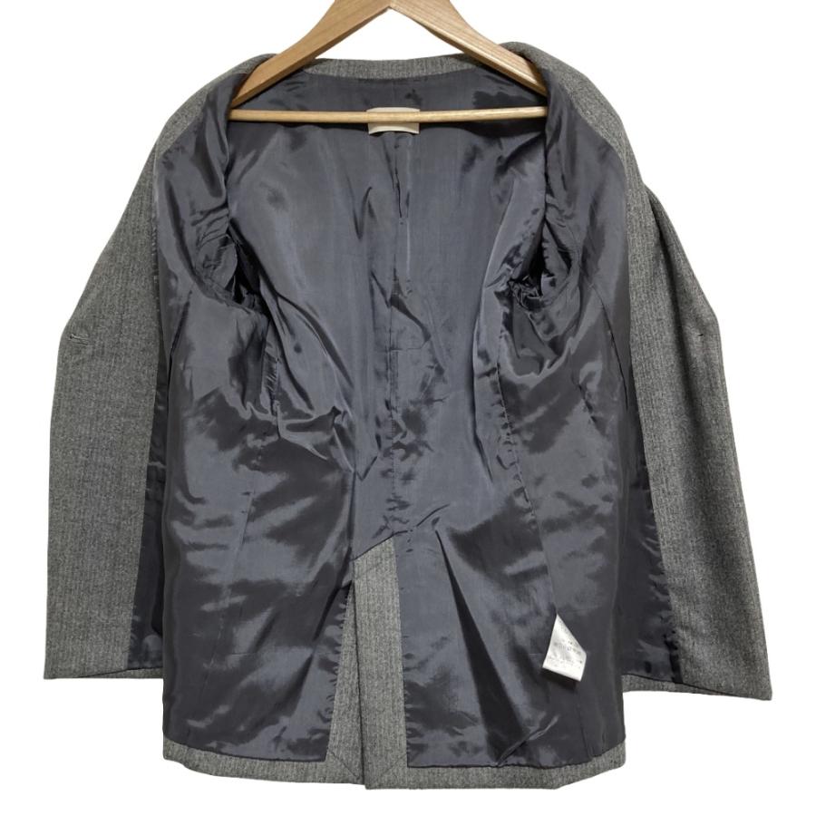 美品 23AW DES PRES デプレ フランネルウールストレッチ ノーカラージャケット セミワイドパンツ サイズ36・34 グレー レディース 古着 中古 USED DES PRES（デプレ） 美品 23AW DES PRES フランネルウールストレッチ