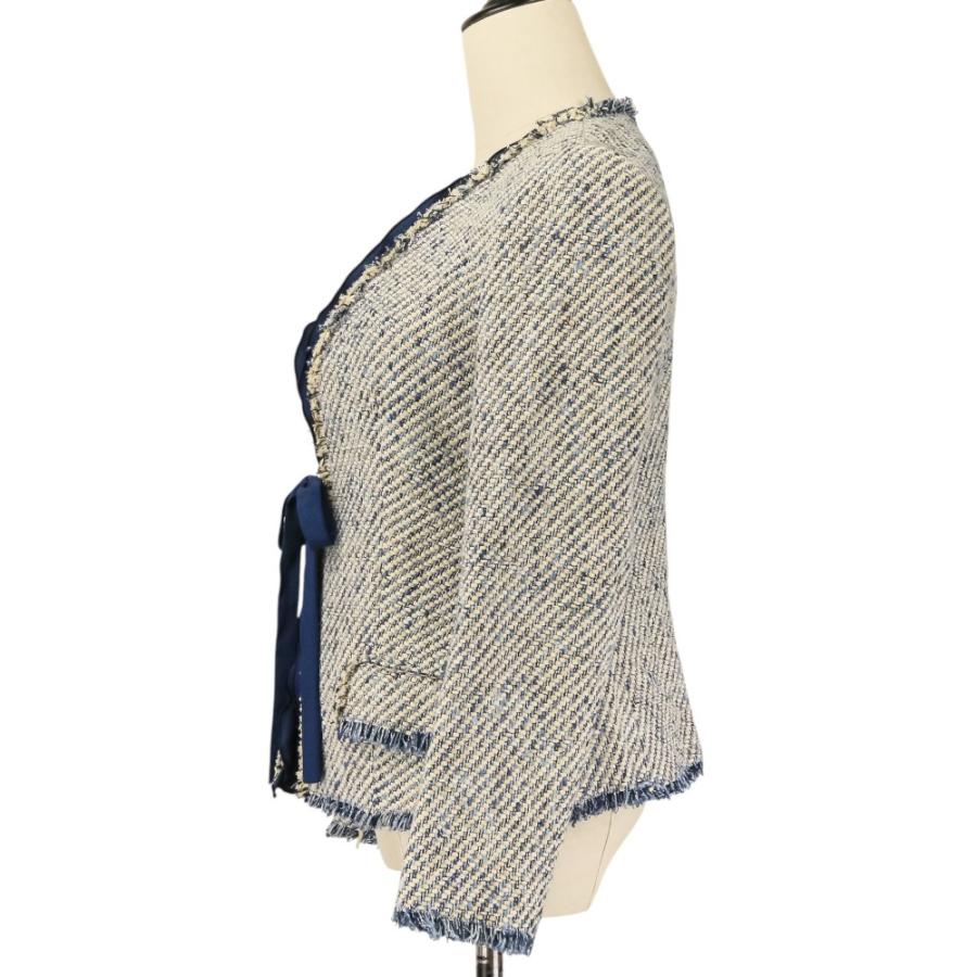 【美品✨】ETRO ノーカラー　ジャケット　40 ETRO（エトロ） 良品 ツイード ノーカラージャケット 40 ホワイト