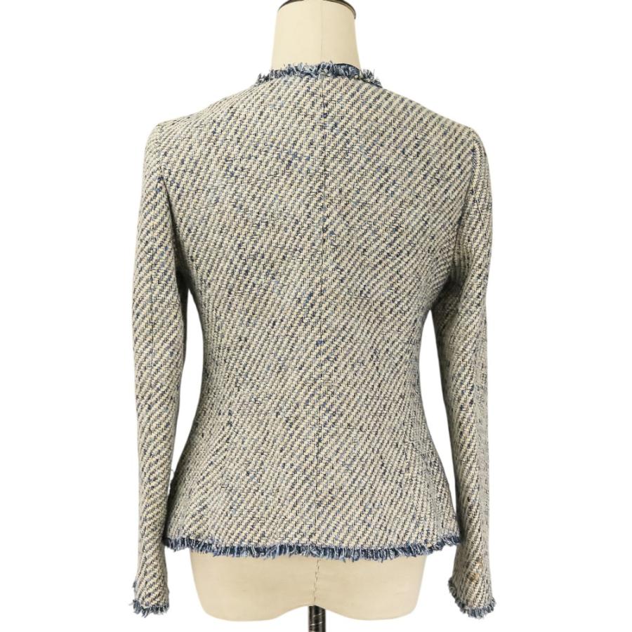 【美品✨】ETRO ノーカラー　ジャケット　40 ETRO（エトロ） 良品 ツイード ノーカラージャケット 40 ホワイト