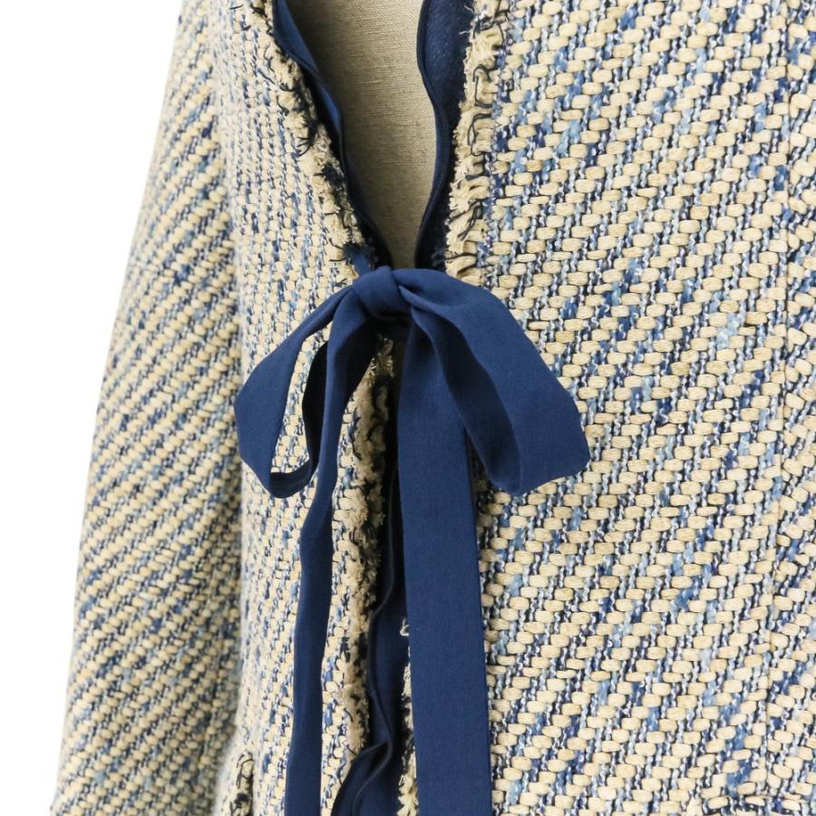 ETRO（エトロ） 良品 ツイード ノーカラージャケット 40 ホワイト
