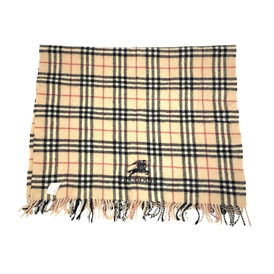 【美品】バーバリー ノバチェック マフラー 大判 ウール100% ベージュ BURBERRY（バーバリー） ノバチェック ウール100% マフラー ベージュ